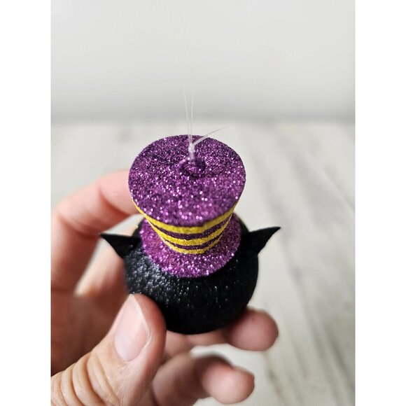 Pier 1 owl glitter ornament hat Halloween rare tree vintage Xmas - Picture 6 of 9